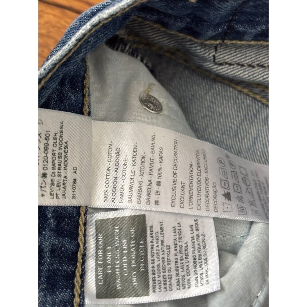 Levi's Womens Low Pro Straight Jeans Size 25 Blue Distressed Dark Wash Denim - Picture 5 of 7